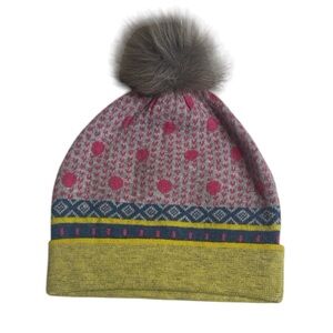 White Stuff multicolor toboggan / beanie with yak hair Pom Pom